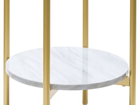 Wynora - White   Gold - Round End Table Sale