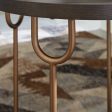 Brazburn - Dark Brown   Gold Finish - Round End Table Cheap